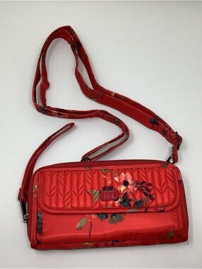 Lug KickFlip Red Floral Wristlet Wallet Crossbody